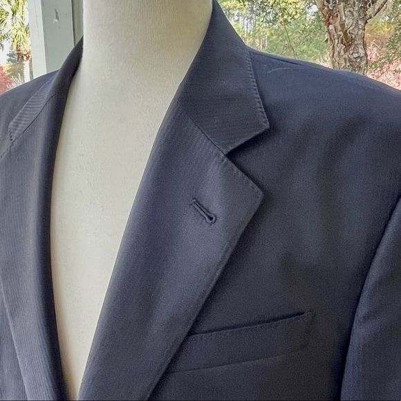 Armani 2 Button Dark Blue Suit. Size 42L. Sold at Saks Fifth Avenue Store. - Picture 2 of 14